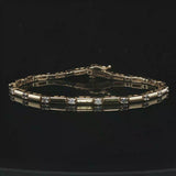 14k Yellow Gold and 0.85cttw Diamond Bar Link Bracelet 7.25"