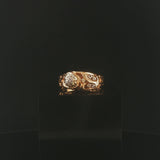 14k Yellow Gold and Diamond Solid Vintage Men's Abstract Ring Size 11.25