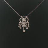 14k White Gold and 0.52cttw Diamond Vintage Filigree Dangle Pendant Necklace 18"