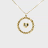 Brand New 14k Yellow Gold Floating Diamond Circle Pendant Necklace 18"