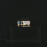 18k Yellow Gold Sapphire and 0.30cttw Diamond Vintage Squared Band Ring Size 3
