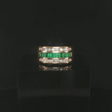 14k Yellow Gold Emerald and 0.75cttw Diamond Men's Solid Ring Size 8.75