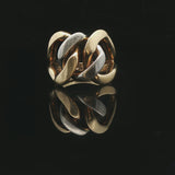 18k Yellow and White Gold 17g Solid Heavy Curb Link Ring Size 8.25