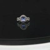 Effy 14k White Gold 1.5ct Tanzanite and 0.75cttw Diamond Halo Ring Size 7