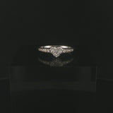 14k White Gold and 0.10cttw Cluster Diamond Heart Ring Size 7