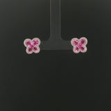 18k White Gold Pink Sapphire and 0.40cttw Diamond Butterfly Stud Earrings