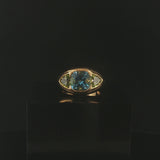 David Yurman 18k Gold Blue Topaz and Peridot Ring Size 6