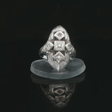 14k White Gold and Diamond Ladies Vintage Filigree Ring Size 3.5