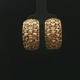 18k Yellow Gold 7.7g Solid Diamond Cut Hoop Huggie Earrings 1"