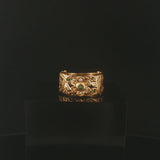 14k Yellow Gold Emerald and Diamond Vintage Band Ring Size 4.75
