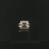 Sonia B 14k Yellow Gold Green Tourmaline Emerald and Diamond Ring Size 7