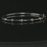 14k White Gold and Bezel Set Diamond Station Bangle Bracelet 7"