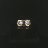 18k Yellow Gold Amethyst Topaz and Diamond Vintage Ring Size 7