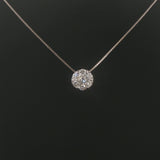 14k White Gold and 1cttw Diamond Circle Cluster Pendant Necklace 19"