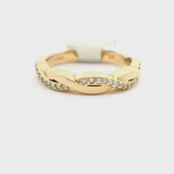 Brand New 14k Yellow Gold and Diamond Braided Band Ring Size 6