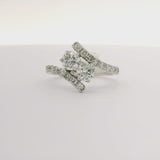 Brand New 14k White Gold and 1.5cttw Diamond Bypass Ring Size 7.25