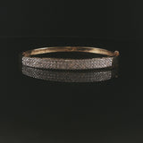 14k Yellow Gold and 1cttw Pave Diamond Bangle Bracelet 6.75"