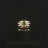 18k Yellow Gold Cabochon Gemstone and Diamond Vintage Band Ring Size 3