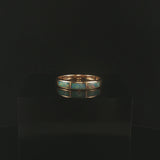 14k Yellow Gold Opal and Diamond Ladies Solid Band Ring Size 5.75