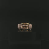 18k Yellow and White Gold 0.30cttw Diamond Vintage Two Band Ring Italy Size 6