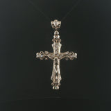 14k White Gold and 1cttw Diamond 16.5g Large Vintage Cross Pendant 3"
