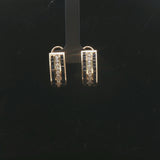 14k Yellow Gold Blue Sapphire and Diamond 9g Huggie Earrings
