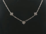 14k White Gold and Diamond Vintage Station Cable Link Necklace 16"