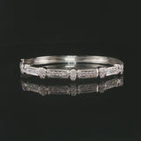 18k White Gold and 0.70cttw Diamond Solid 20g Bangle Bracelet 6.5"