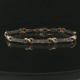 14k Yellow and White Gold 1cttw Diamond X Bar Link Bracelet 7.75"