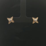 18k Yellow Gold and 0.30cttw Diamond Star Stud Earrings