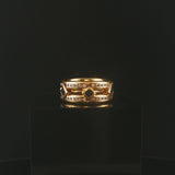 18k Yellow Gold Blue Sapphire and 0.75cttw Diamond Vintage Band Ring Size 6