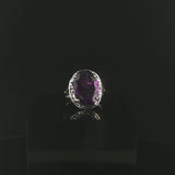 14k White Gold and Amethyst Greek Key Design Ring Size 55