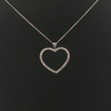 14k White Gold and 0.40cttw Diamond Heart Pendant Necklace 18"
