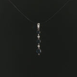 14k White Gold Blue Sapphire and Diamond Stick Pendant 1"