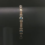 14k Yellow and White Gold Topaz and Diamond Vintage Solid 18.6g Link Bracelet 8"