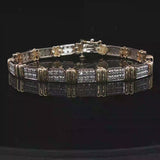 10k Yellow and White Gold 1cttw Diamond Link Bracelet 7.25"