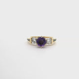 14k Yellow Gold Amethyst and Diamond Ring Size 6