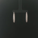 18k White Gold and 3.50cttw Pave Set Diamond Hoop Earrings 1.25"