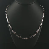 14k White Gold Bezel Set Sapphire and Diamond Fancy Link Necklace 18"