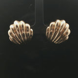 14k Yellow Gold 17.7g Solid Heavy Vintage Scallop Shell Stud Earrings 1"