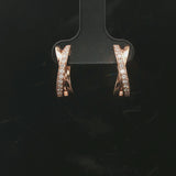14k Rose Gold and 0.25cttw Diamond Crossover Huggie Earrings
