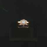 Antique 18k Yellow Gold and 0.60cttw Old Mine Cut Diamond Halo Ring Size 6.5