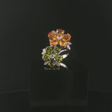 18k White Gold Citrine Peridot and 0.25cttw Diamond Bypass Floral Ring Size 7.25