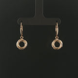 14k Yellow Gold 2.7g Drop Dangle Circle Earrings Italy 1"
