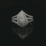 10k White Gold and 1.5cttw Diamond Pear Shape Halo Ring Size 8.5