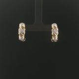 14k Yellow Gold and 0.72cttw Diamond X Design Huggie Earrings 0.85"