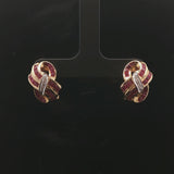 14k Yellow and White Gold Ruby and Diamond Ladies Ribbon Earrings