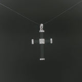 18k White Gold 0.25cttw Diamond and Rubber Cross Pendant 1.5"