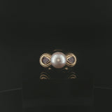 18k Yellow Gold Pearl Red Garnet and Enamel Vintage Ring Size 6.25