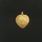 24k Pure Yellow Gold 6.7g Solid Asian Good Fortune Heart Charm Pendant